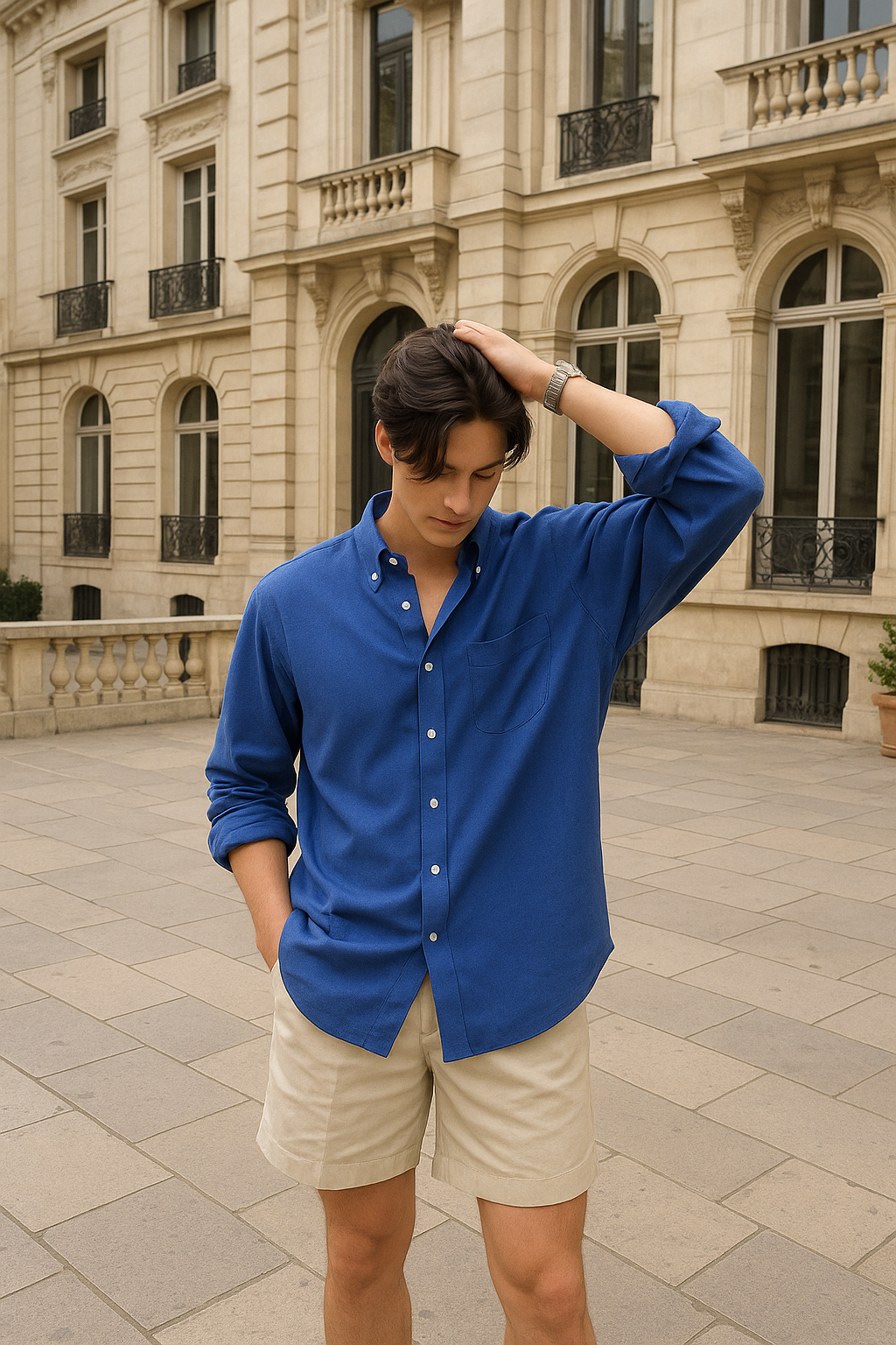 French Blue Regular Fit Mens Button Down Shirt