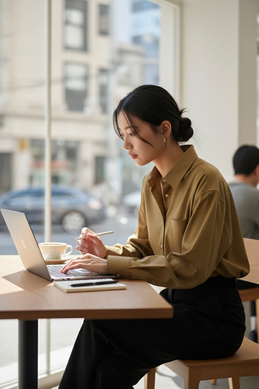 Tan Regular Fit Womens Button Down Shirt