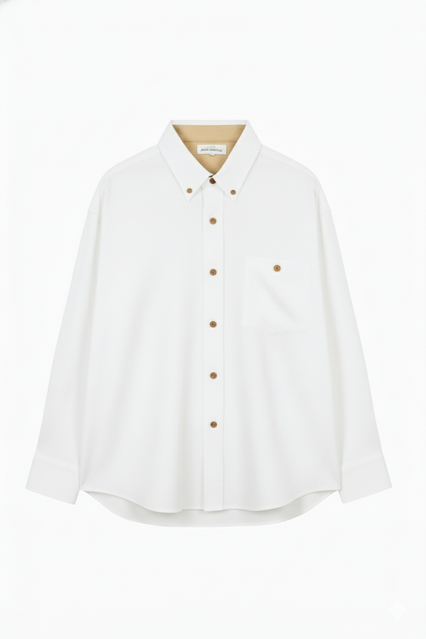 White Regular Fit Womens Button Down Shirt