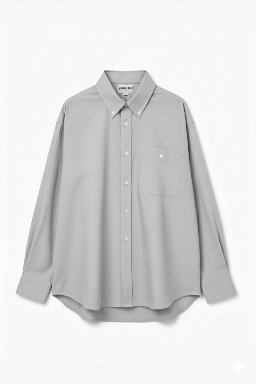 Grey Regular Fit Womens Button Down Shirt