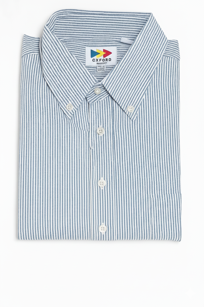 White Blue Stripe Regular Fit Womens Button Down Shirt