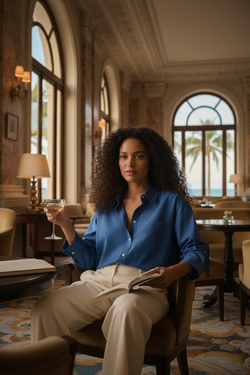 French Blue Regular Fit Womens Button Down Shirt