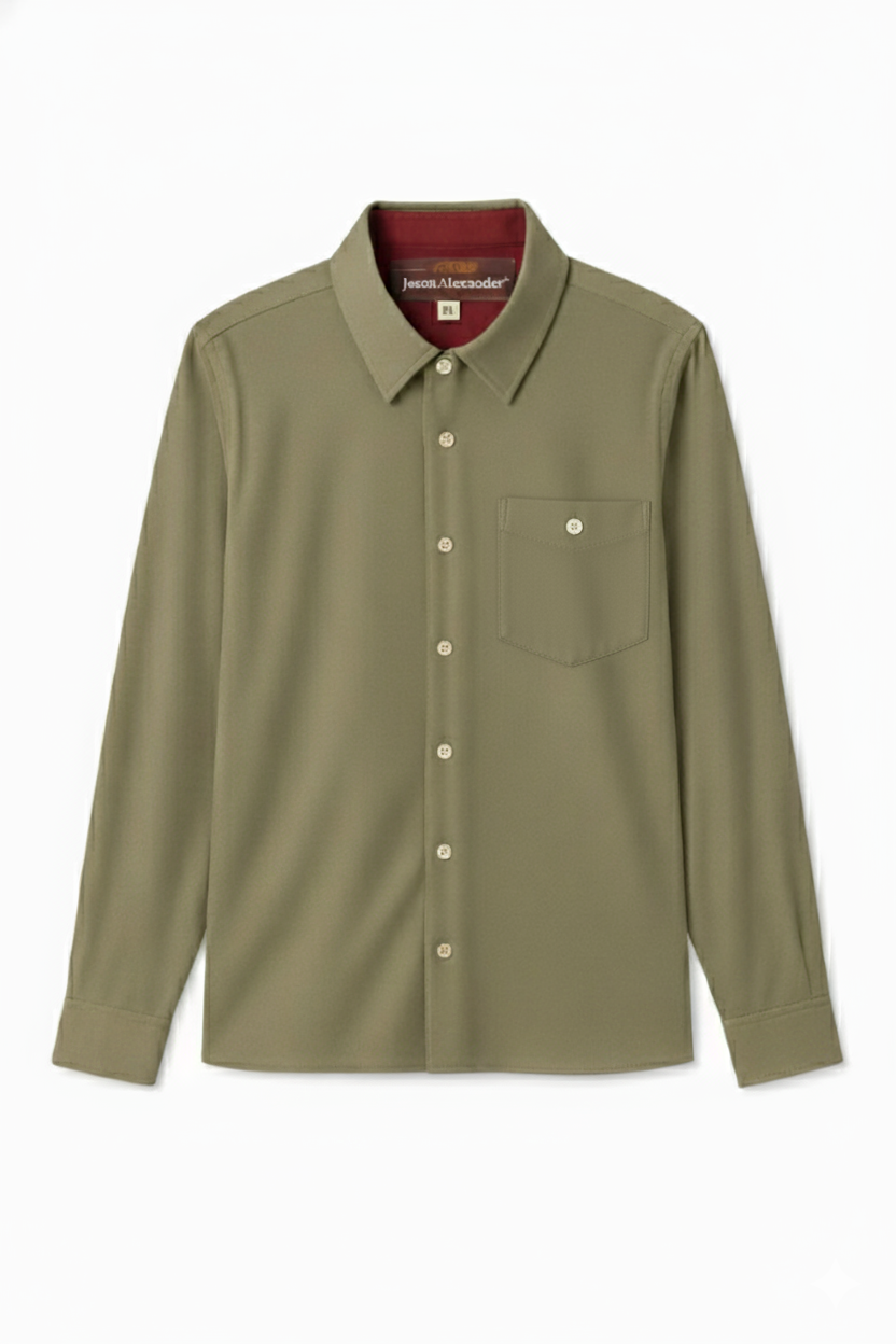 Khaki Regular Fit Mens Button Down Shirt