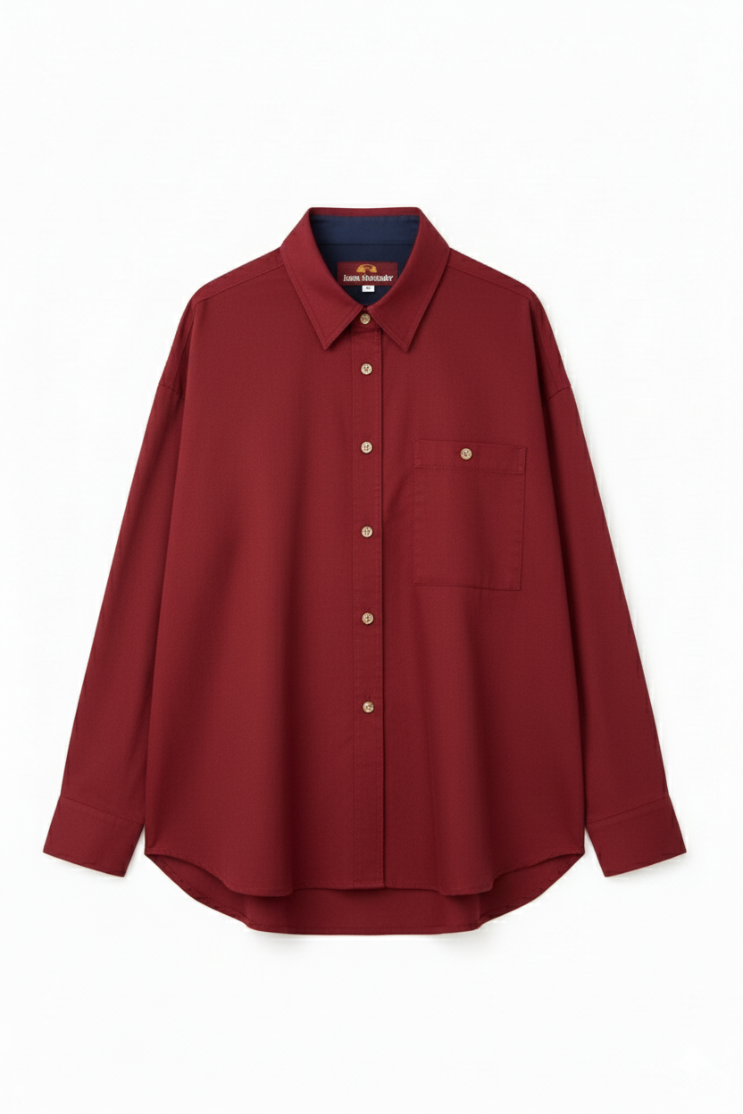 Russet Red Regular Fit Womens Button Down Shirt
