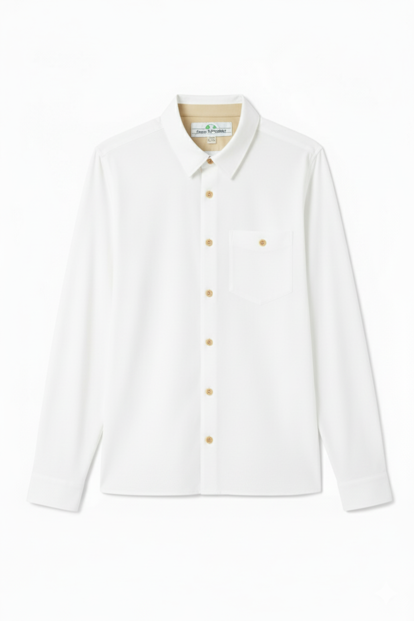 White Regular Fit Mens Button Down Shirt
