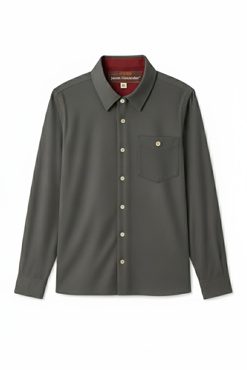 Charcoal Regular Fit Mens Button Down Shirt