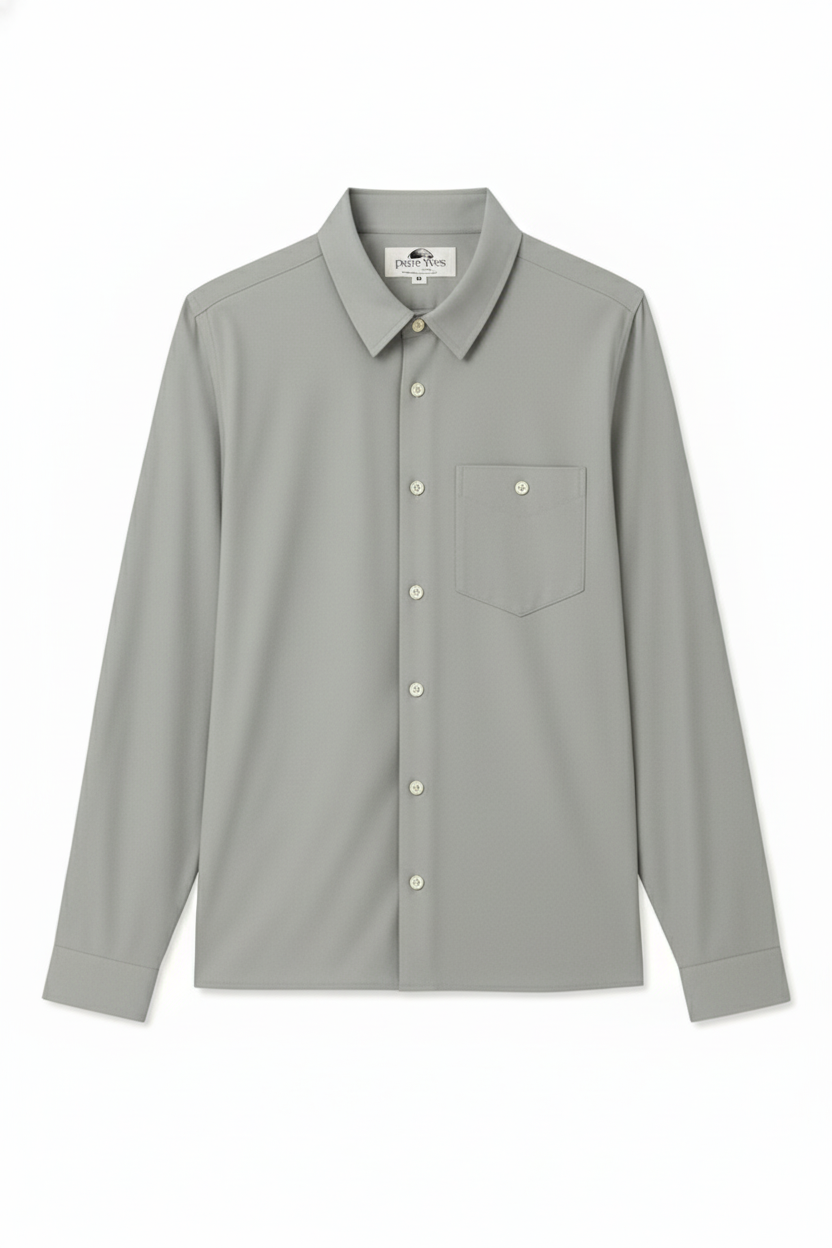 Grey Regular Fit Mens Button Down Shirt
