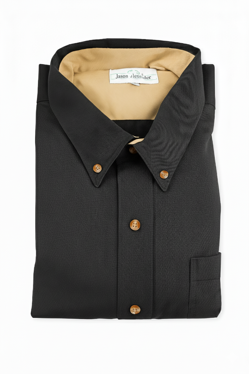 Black Regular Fit Mens Button Down Shirt