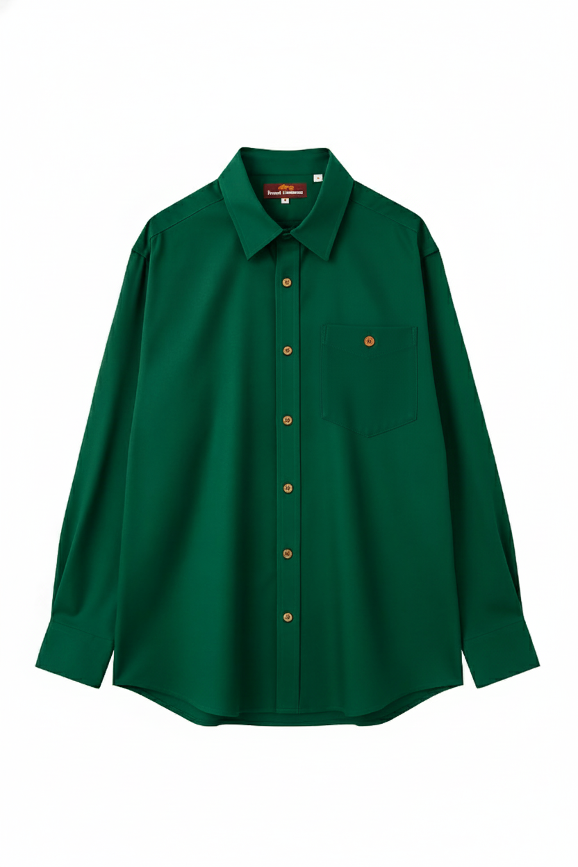 Green Regular Fit Womens Button Down Shirt