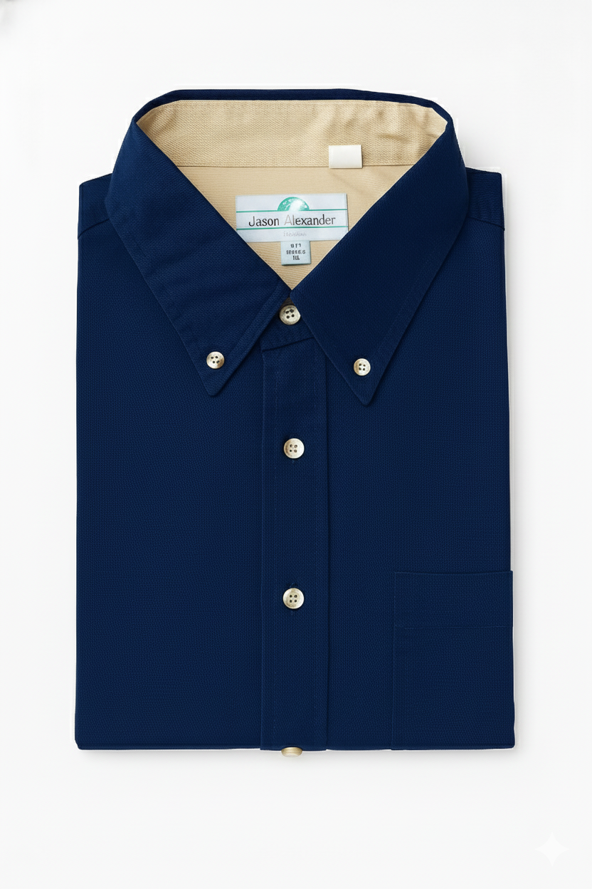 Navy Blue Regular Fit Mens Button Down Shirt